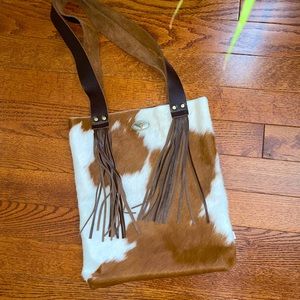 Cowhide Leather Bucket Bag